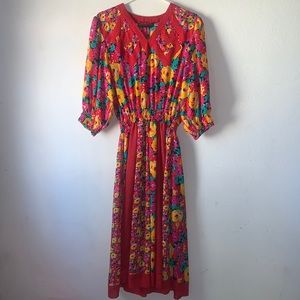 Vintage plaza south pink red floral & dress